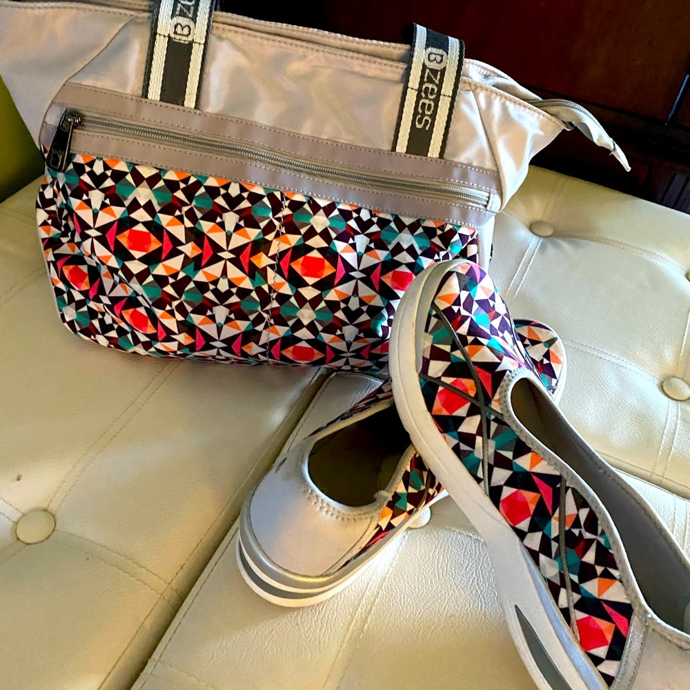 Bzees Yoga/Gym Crossbody Bag and Slips Ons Bundle